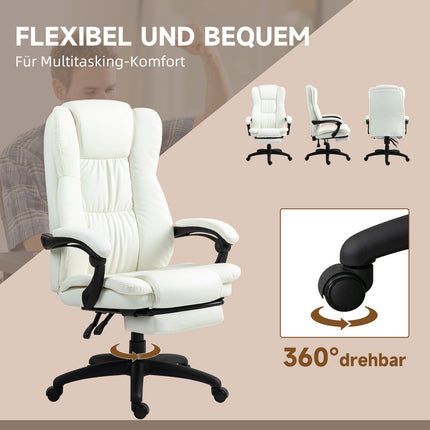 Ergonomic creamy office chair with massage & footrest