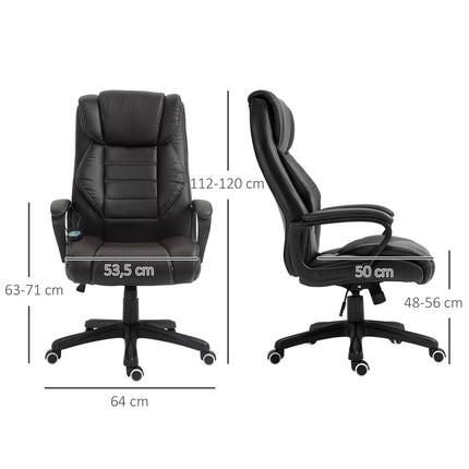 Office chair with massage function, height-adjustable executive chair, ergonomic swivel chair, 6 vibration points, brown