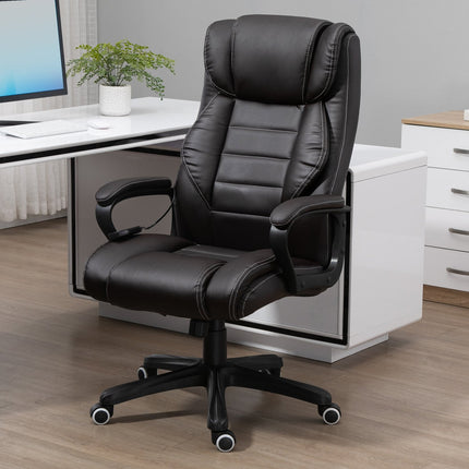 Office chair with massage function, height-adjustable executive chair, ergonomic swivel chair, 6 vibration points, brown