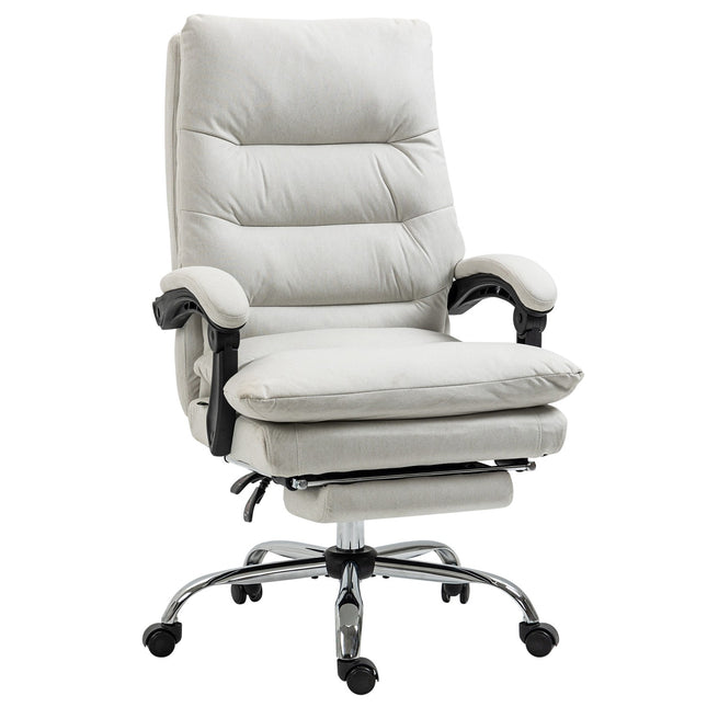 Massage office chair, 135° tilt, adjustable height, cream