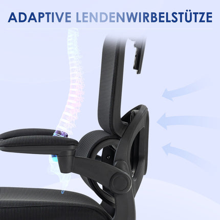 Office chair, Mesh, height adjustable, rocking, black