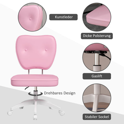Children's height-adjustable pink swivel office chair