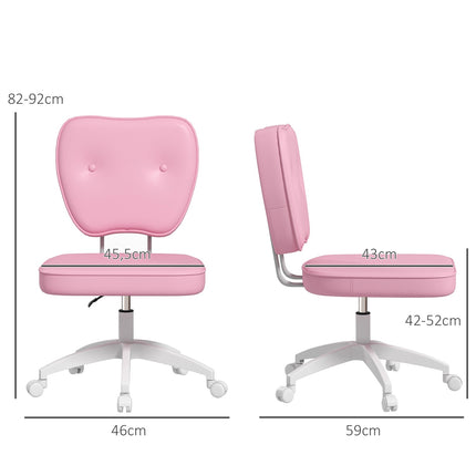 Children's height-adjustable pink swivel office chair