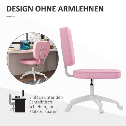 Children's height-adjustable pink swivel office chair