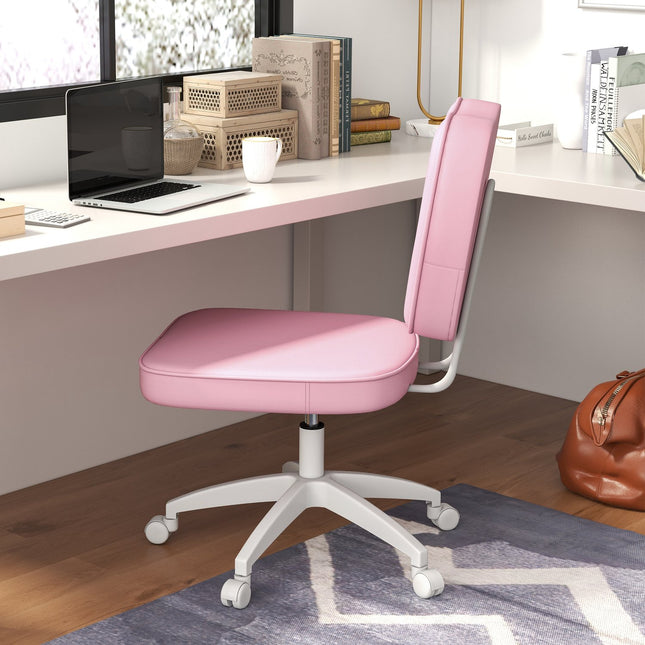 Children's height-adjustable pink swivel office chair