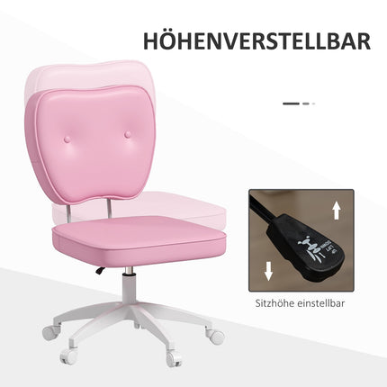 Children's height-adjustable pink swivel office chair
