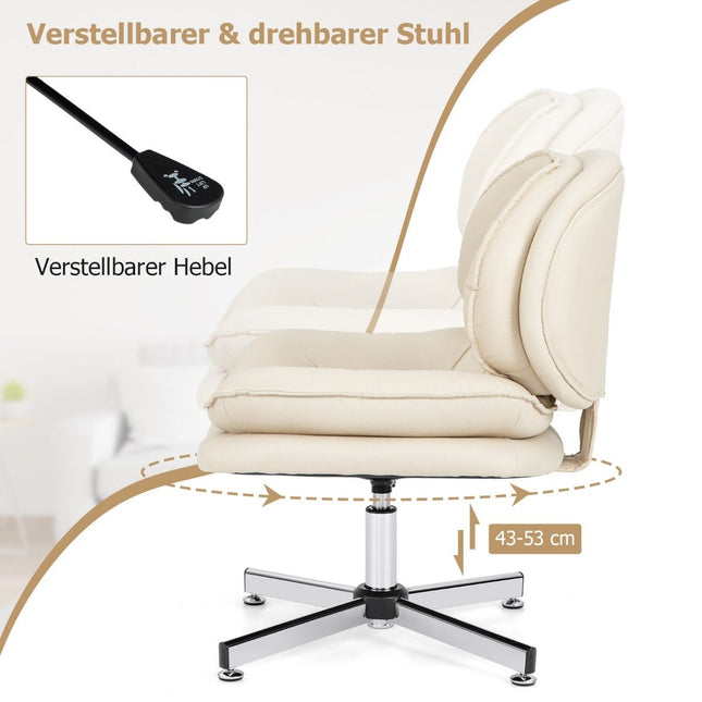 Office chair without armrests Desk chair with double padded back and seat cushion beige