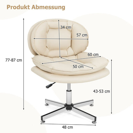 Office chair without armrests Desk chair with double padded back and seat cushion beige