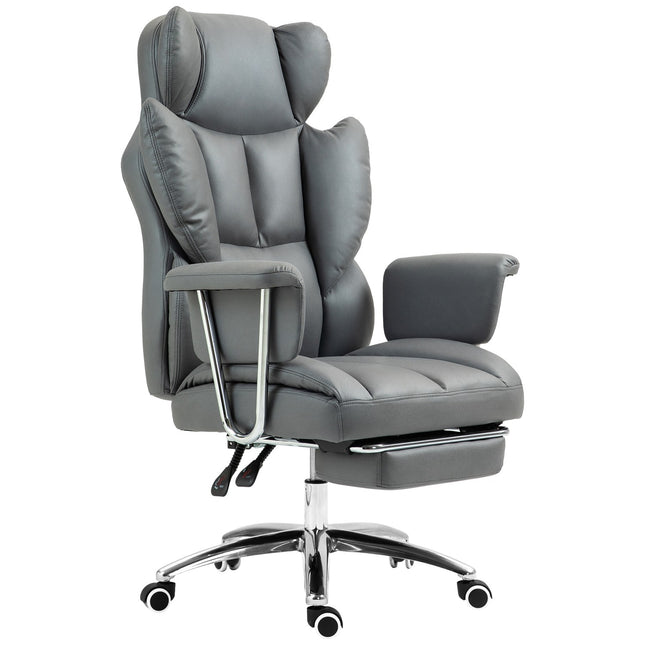 Ergonomic reclining office chair with footrest, dark grey