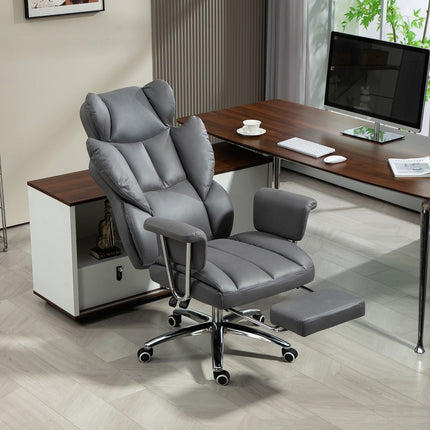 Ergonomic reclining office chair with footrest, dark grey