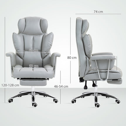 Ergonomic reclining office chair, adjustable with footrest