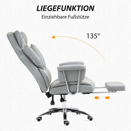 Ergonomic reclining office chair, adjustable with footrest