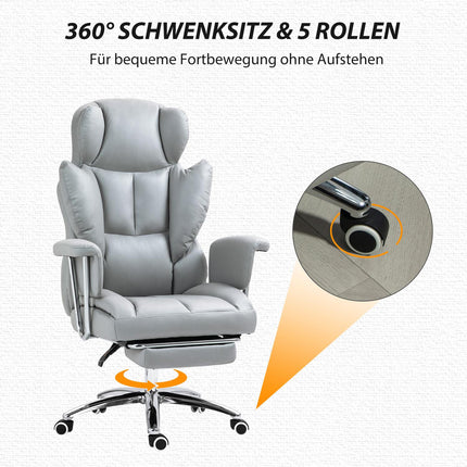 Ergonomic reclining office chair, adjustable with footrest