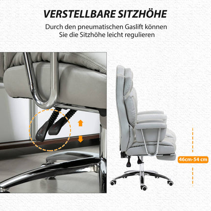 Ergonomic reclining office chair, adjustable with footrest