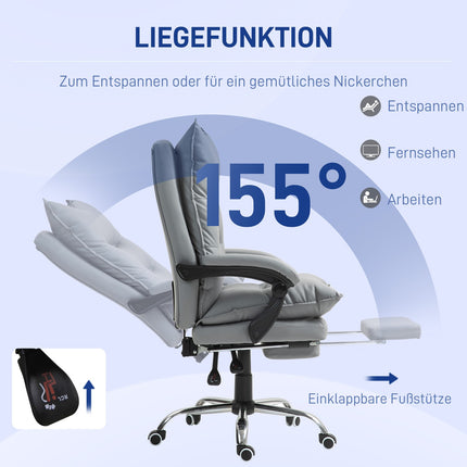 Ergonomic office chair with footrest, reclining and padded