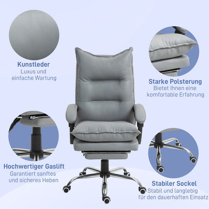Ergonomic office chair with footrest, reclining and padded