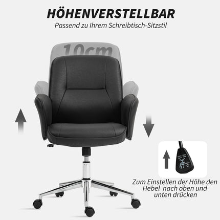Ergonomic swivel office chair, adjustable height, black microfiber