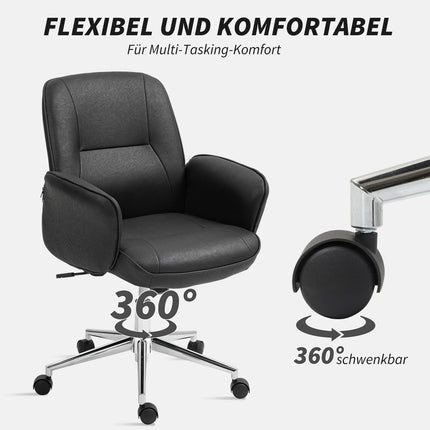 Ergonomic swivel office chair, adjustable height, black microfiber