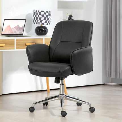 Ergonomic swivel office chair, adjustable height, black microfiber