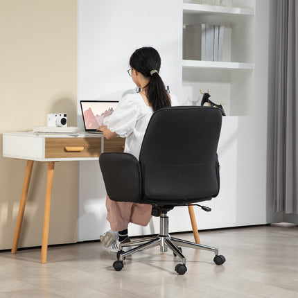 Ergonomic swivel office chair, adjustable height, black microfiber