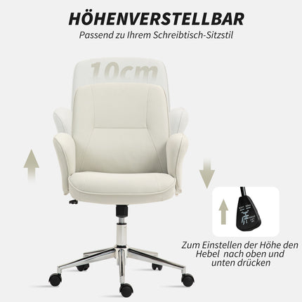 Ergonomic office chair, microfiber, cream white, adjustable in height