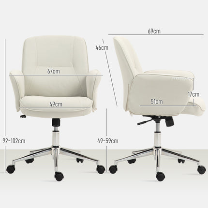 Ergonomic office chair, microfiber, cream white, adjustable in height