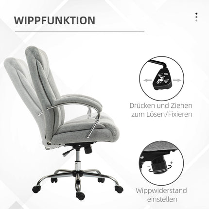 Ergonomic swivel office chair, padded armrests, adjustable