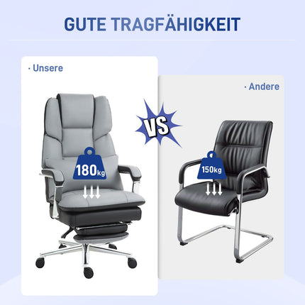 Ergonomic office chair, rocking, 180 kg load, light gray leather