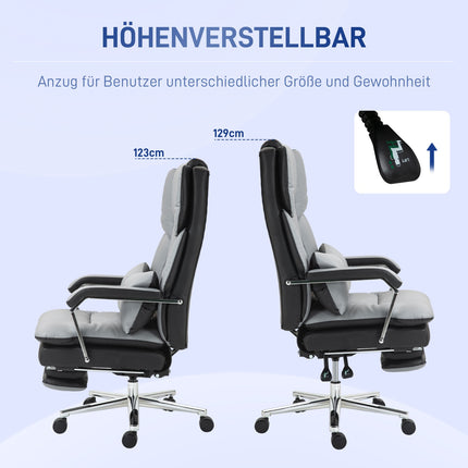 Ergonomic office chair, rocking, 180 kg load, light gray leather