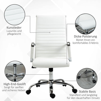 Ergonomic white office chair, 360° rotatable, 120 kg capacity