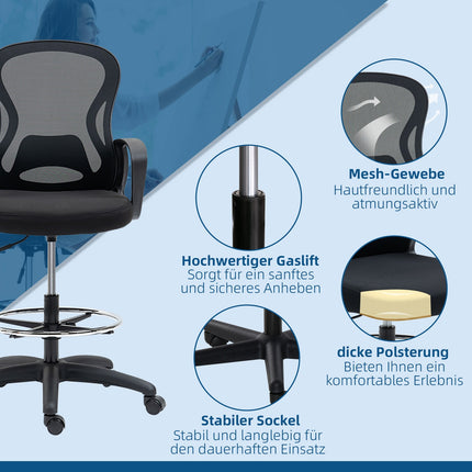 Ergonomic adjustable office chair - black, supports 120 kg
