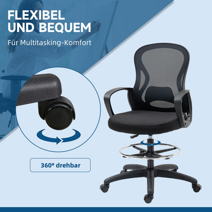 Ergonomic adjustable office chair - black, supports 120 kg