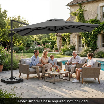 Offset Patio Umbrella, 300x390 cm, Grey, Crank Lift