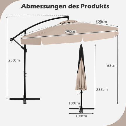 Offset Patio Umbrella 305 cm with Cover and Crank