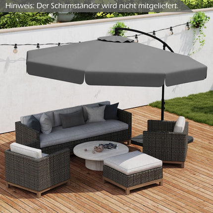 Offset Patio Umbrella 305 cm with Cover and Crank, Grey