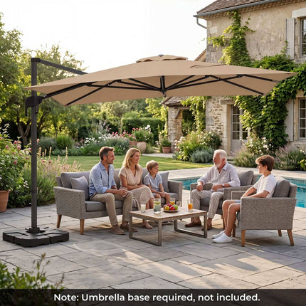 Offset Patio Umbrella with Crank Lift, 300x390 cm, Brown