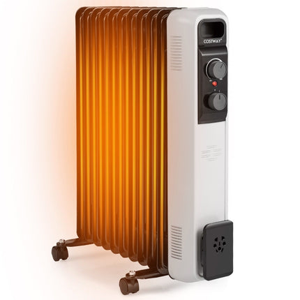 Oil-filled radiator electric heater with 3 heating levels 49 x 24 x 62 cm black