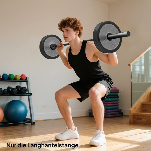 Olympic Barbell, 180 cm Steel, 200 kg Capacity, Black
