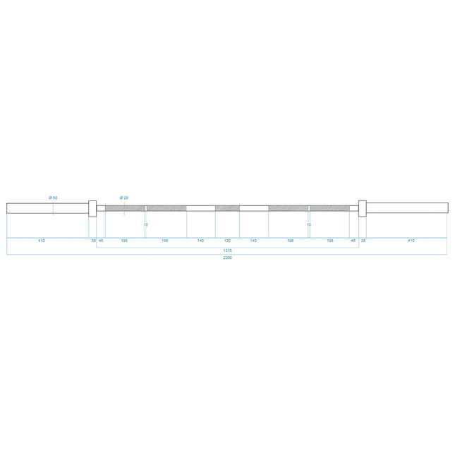 Olympic Barbell 700kg Load, 28mm Grip, Needle Bearings
