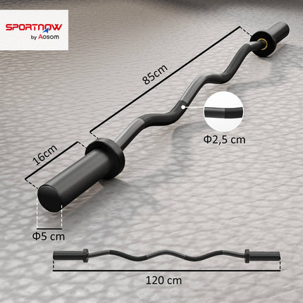 Olympic Curl Bar, 5 cm Sleeves, Steel, 100 kg Capacity