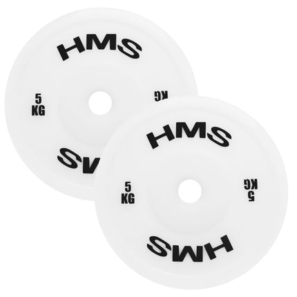 Olympic Weight Plates, 2 x 5.0 KG, White PE