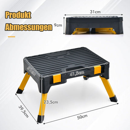 One-step stool tool box folding step ladder with wide step 50 x 39.5 x 23.5 cm