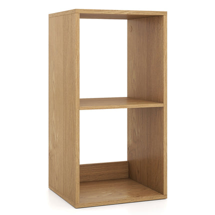 Open Back 2-Tier Bookshelf with Anti-Toppling Kit, Natural, 35 x 33 x 69 cm