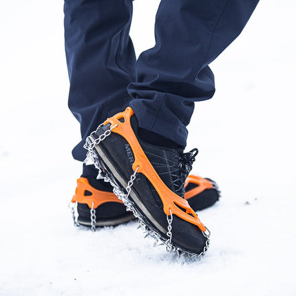 Orange Crampons, Size M, Non-Slip Traction