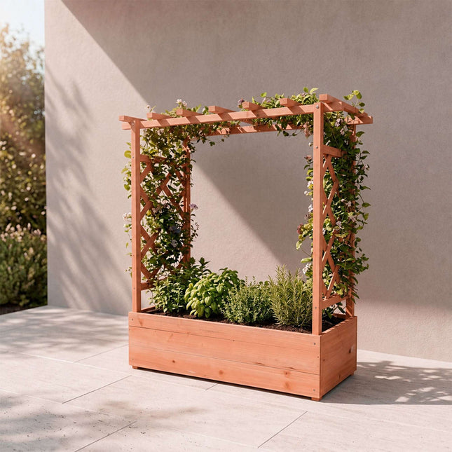 Orange Fir Planter with Trellis & Roof, Size M