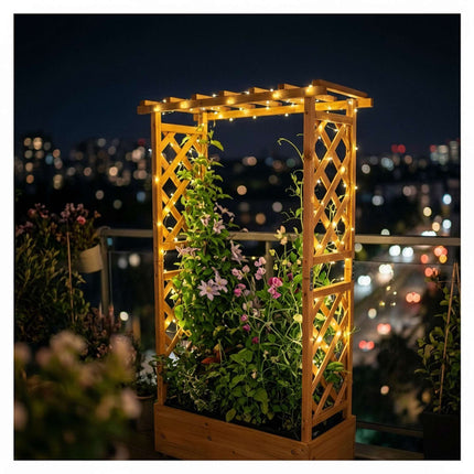 Orange Fir Planter with Trellis & Roof, Size M