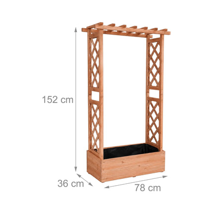 Orange Fir Wood Planter with Trellis & Roof, Large