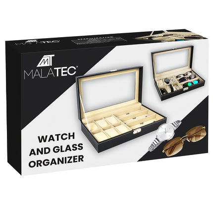 Organizer for watches and glasses, black
