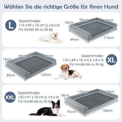 Orthopedic Dog Bed XL, Grey – Joint Support, Non-Slip