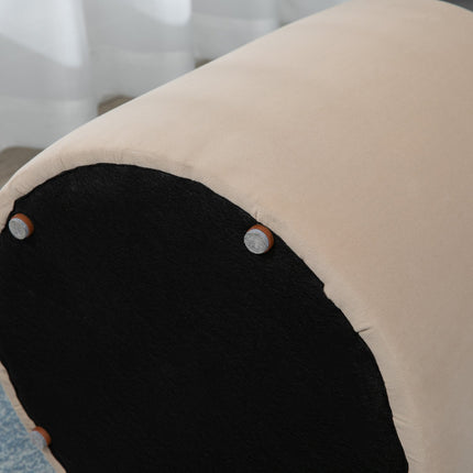 Beige velvet storage ottoman, round stool with removable lid